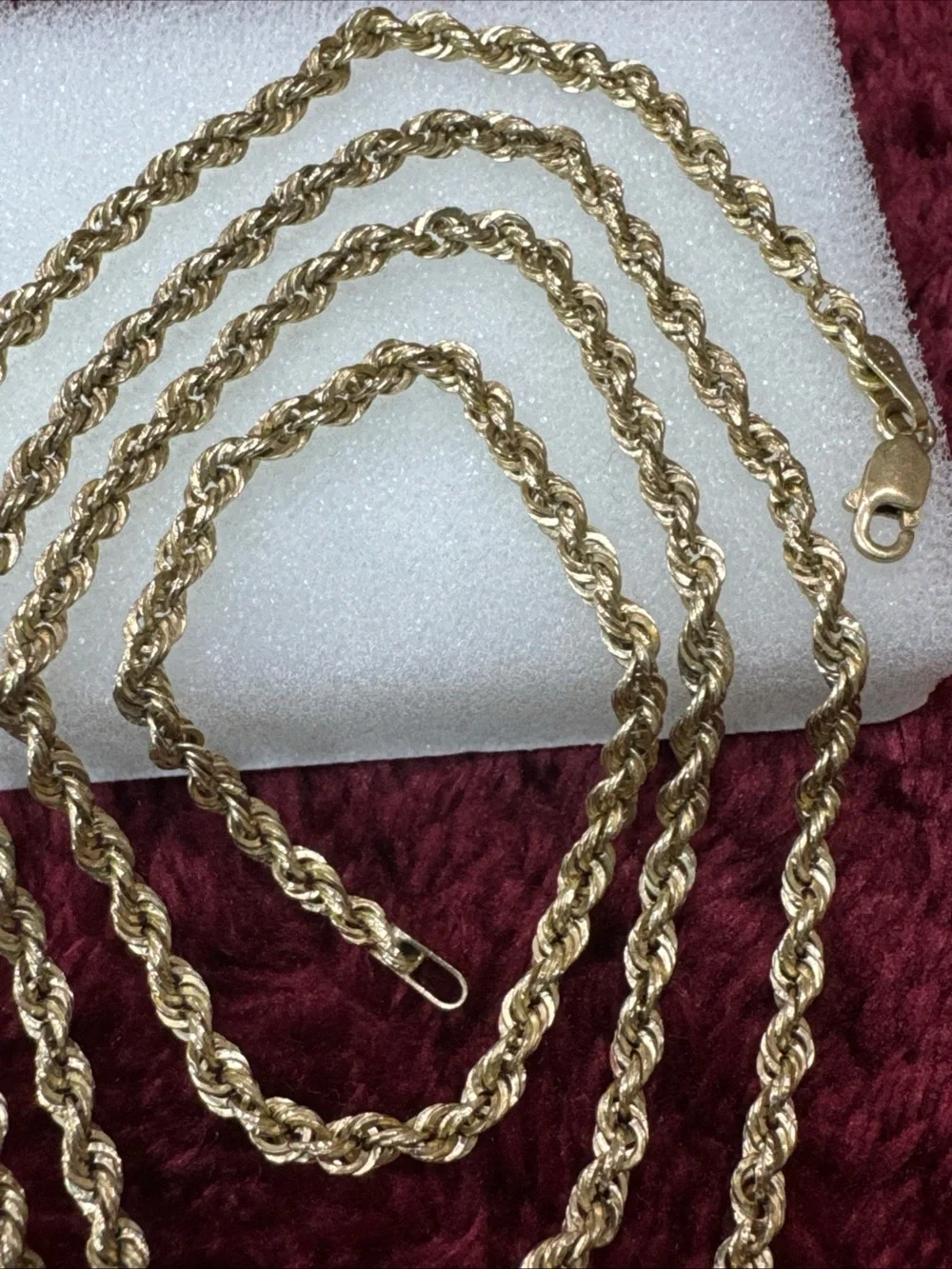 10K Yellow Gold Rope Chain Necklace 25” 3mm 3.5g Lobster Clasp Repaired